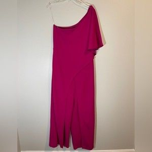 MARINA ONE-SHOULDER FLYAWAY JERSEY JUMPSUIT 263727 WOMENS SIZE 10 MAGENTA